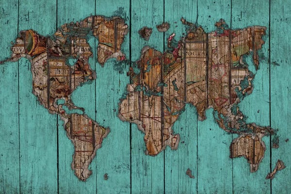 Large Abstract Art - Canvas Prints: Wood Map #2 by Diego Tirigall