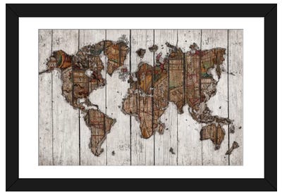 Wood Map Paper Art Print - Maps