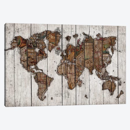 Wood Map Canvas Print #MXS94} by Diego Tirigall Art Print
