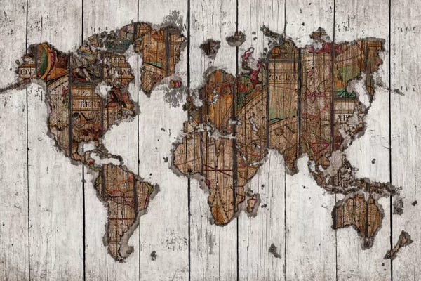 Large Abstract Art - Canvas Prints: Wood Map by Diego Tirigall