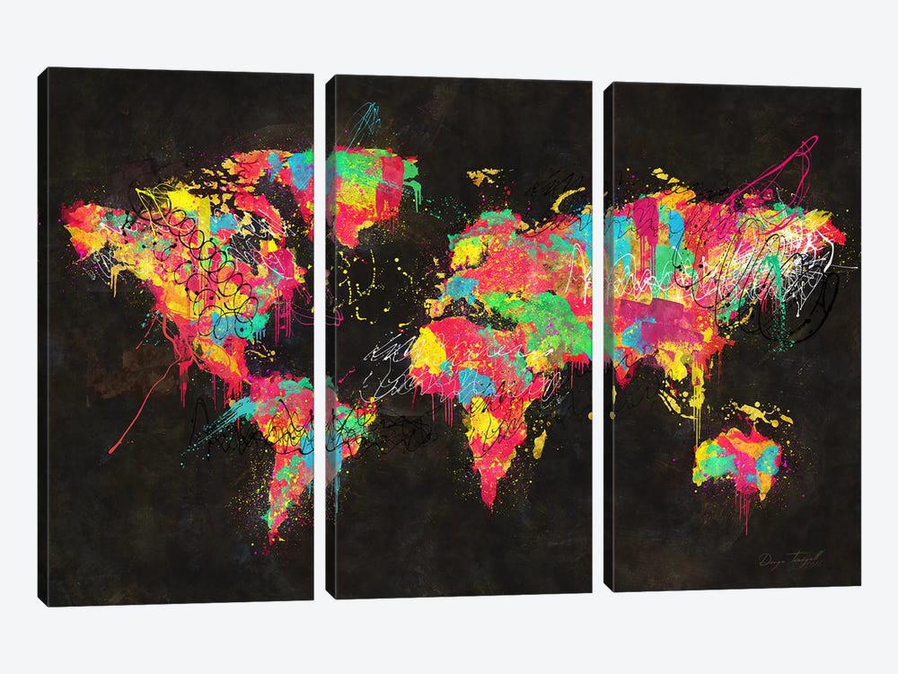 Psychedelic Continents by Diego Tirigall 3-piece Canvas Art