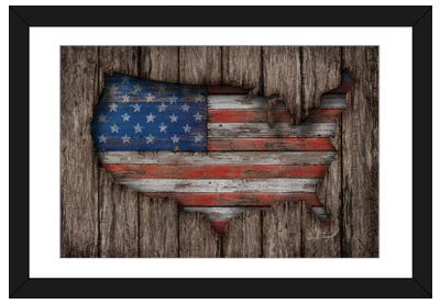 American Wood Flag Paper Art Print - Maps