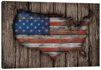 American Wood Flag Canvas Art Print - Best Selling Map Art