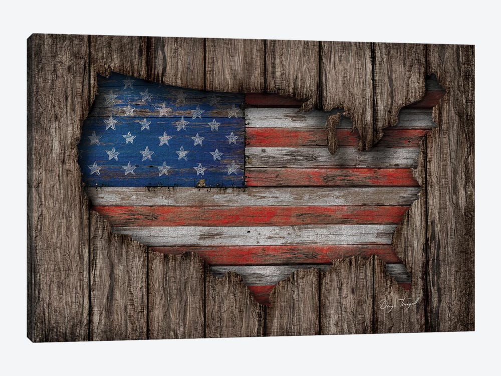 American Wood Flag by Diego Tirigall 1-piece Art Print