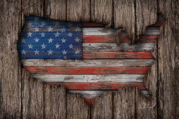 Large Map Art - Canvas Prints: American Wood Flag by Diego Tirigall