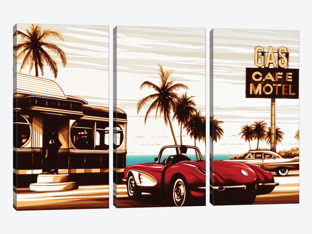 Diner By The Sea by Max Zorn 3-piece Canvas Print
