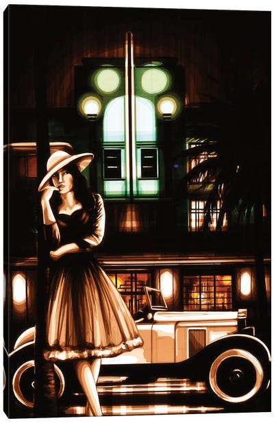 South Beach Nights Canvas Art Print - Gatsby Glam