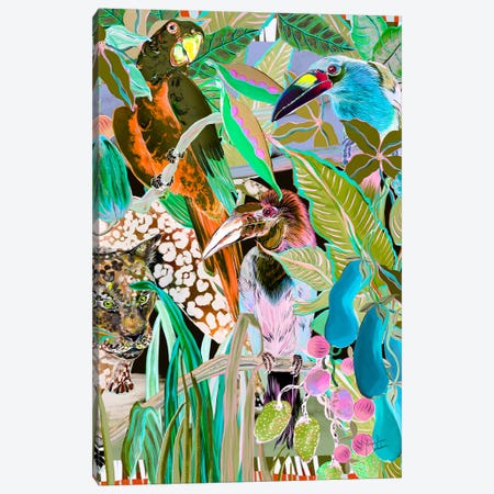 Mexico Jungle Birds Canvas Print #MYD12} by Marylene Madou Canvas Artwork