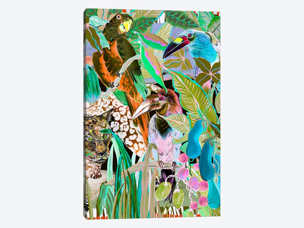 Mexico Jungle Birds by Marylene Madou 1-piece Canvas Art