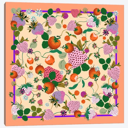 Strawberry Field Dark Peach Canvas Print #MYD15} by Marylene Madou Canvas Print