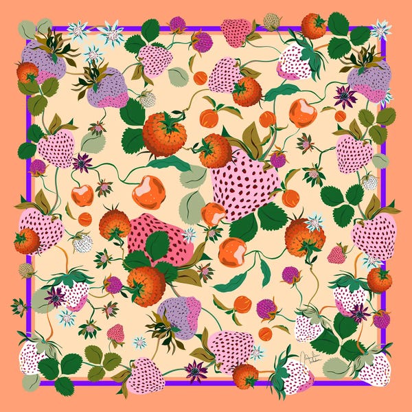 Berries: Strawberry Field Dark Peach by Marylene Madou