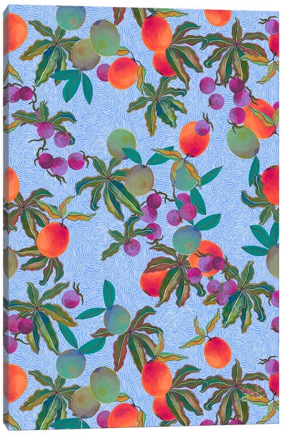 Exotic Fruits Wavy Lines Canvas Art Print - Marylene Madou