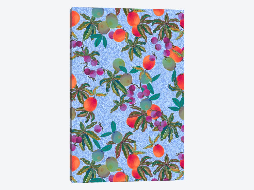 Exotic Fruits Wavy Lines by Marylene Madou 1-piece Canvas Print