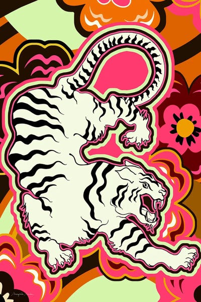 Marylene Madou: White Tiger Floral by Marylene Madou