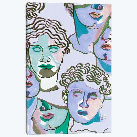 Greek Statues Pastel Blue Canvas Print #MYD28} by Marylene Madou Canvas Art Print