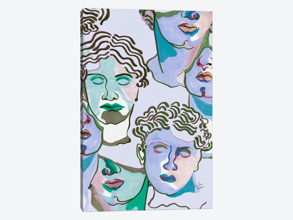 Greek Statues Pastel Blue by Marylene Madou 1-piece Canvas Print