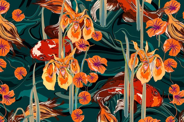 Fish: Koi Pond Orange Tones by Marylene Madou