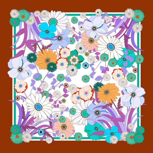 Marylene Madou: Vintage Seventies Florals Brown by Marylene Madou