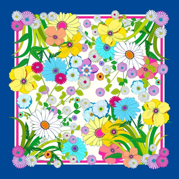 Marylene Madou: Vintage Seventies Florals Blue by Marylene Madou