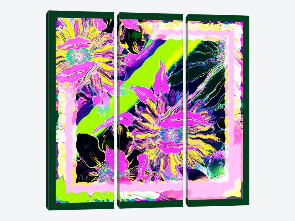 Grilled Neon Blooms by Marylene Madou 3-piece Canvas Artwork