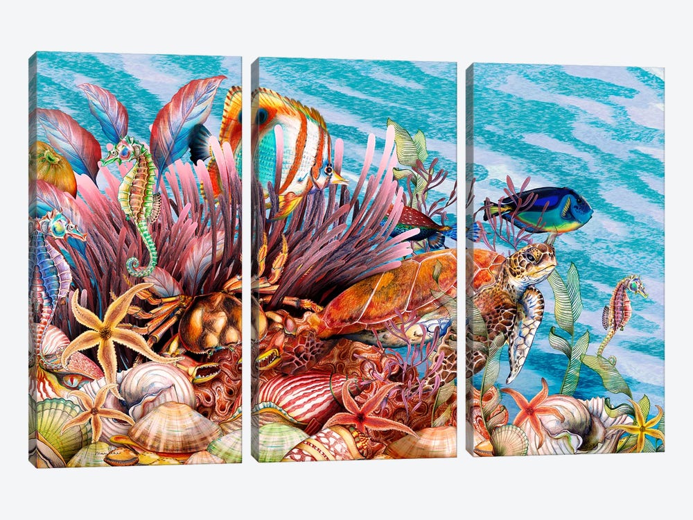 Just Keep Swimming Reef by Marylene Madou 3-piece Canvas Artwork