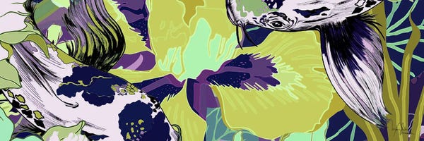 Koi: Koi Pond Landscape Green by Marylene Madou