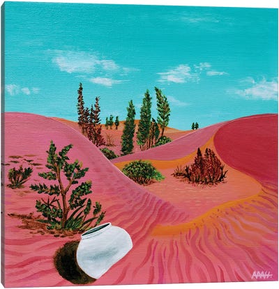 The Moon Jar In The Sahara Desert Canvas Art Print - An Myeong Hyeon