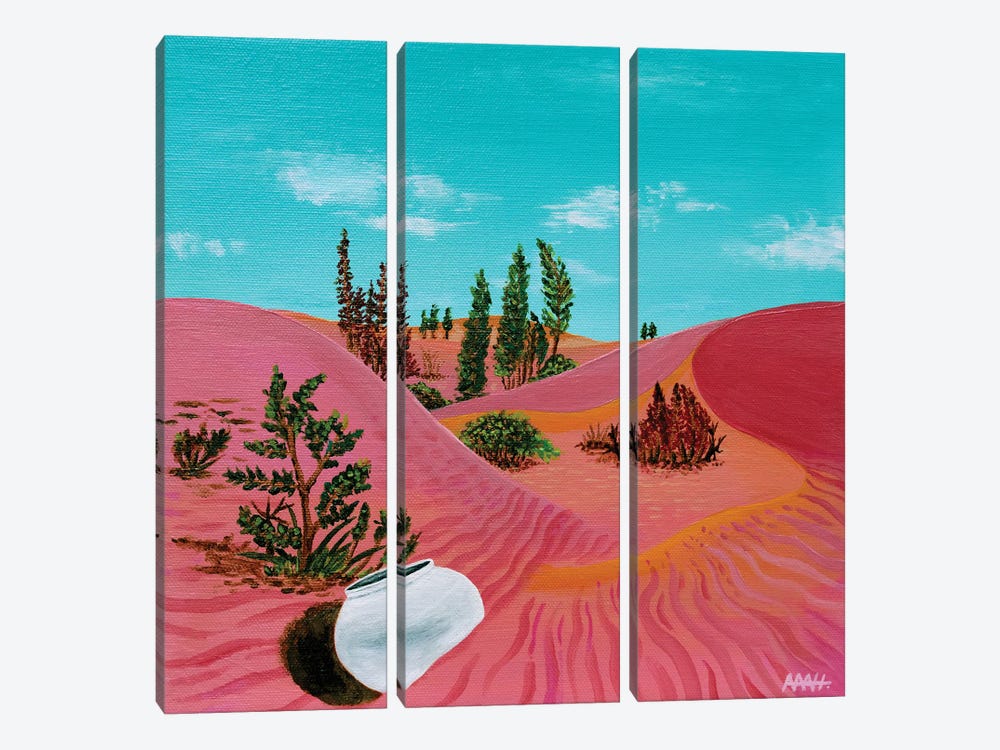 The Moon Jar In The Sahara Desert by An Myeong Hyeon 3-piece Canvas Print