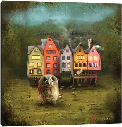Owl, The Battering Ram Canvas Art Print - Matylda Konecka