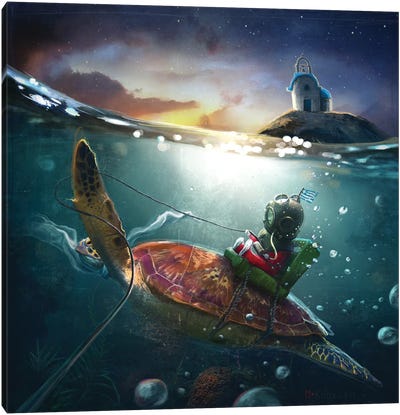 The Diving Lesson Canvas Art Print - Matylda Konecka