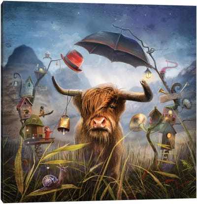 The Great Guardian Canvas Art Print - Highland Cow Art