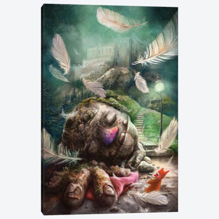 Sleepy Monster Canvas Print #MYL52} by Matylda Konecka Canvas Wall Art