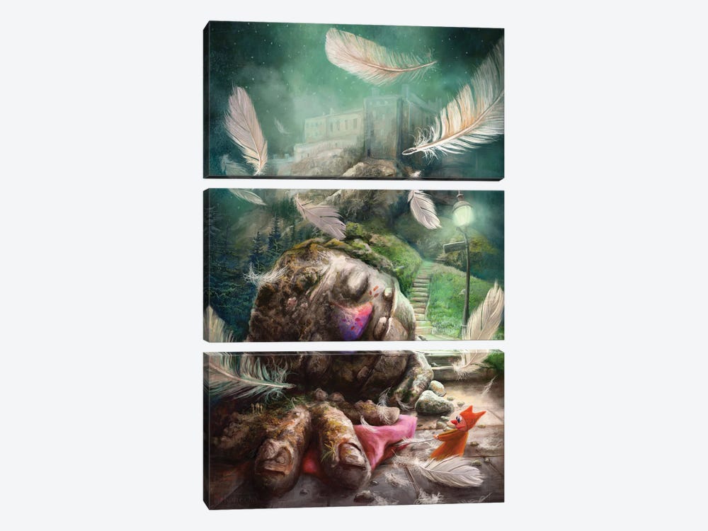 Sleepy Monster by Matylda Konecka 3-piece Canvas Print