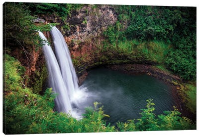 Wailua Falls, Kauai Canvas Art Print - Waterfall Art
