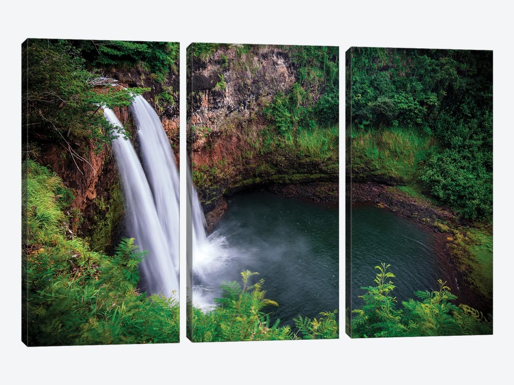 Wailua Falls, Kauai by Shane Myers 3-piece Canvas Artwork