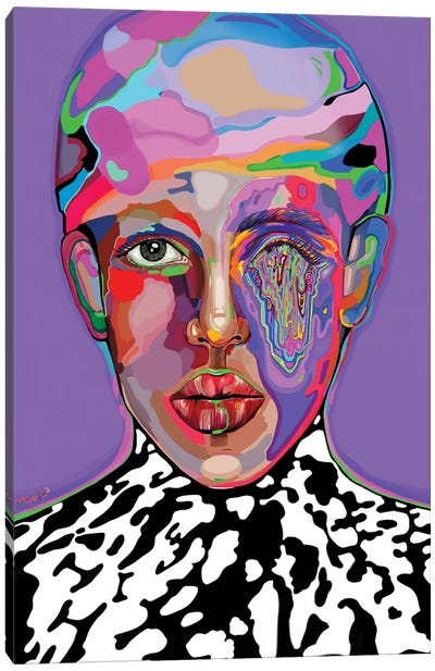 My Face Is Melting Canvas Art Print - Glitch Effect