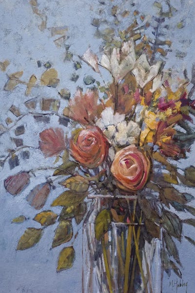 Flowers On Blue by Mary Hubley framed wall art