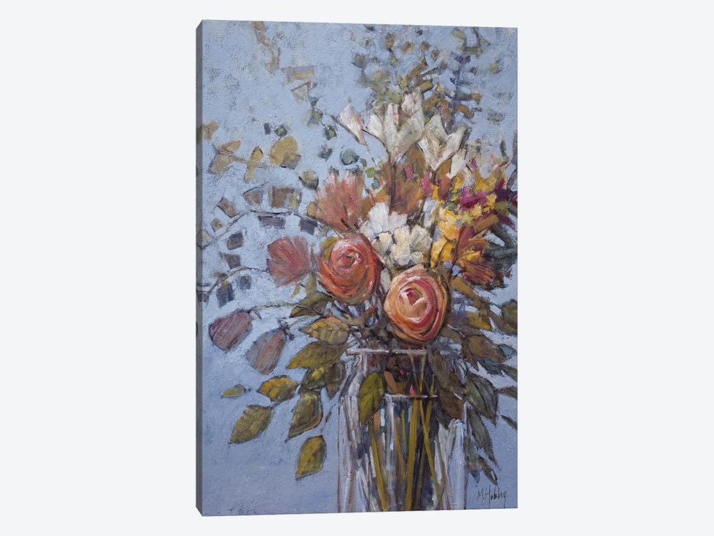 Flowers On Blue by Mary Hubley 1-piece Canvas Wall Art