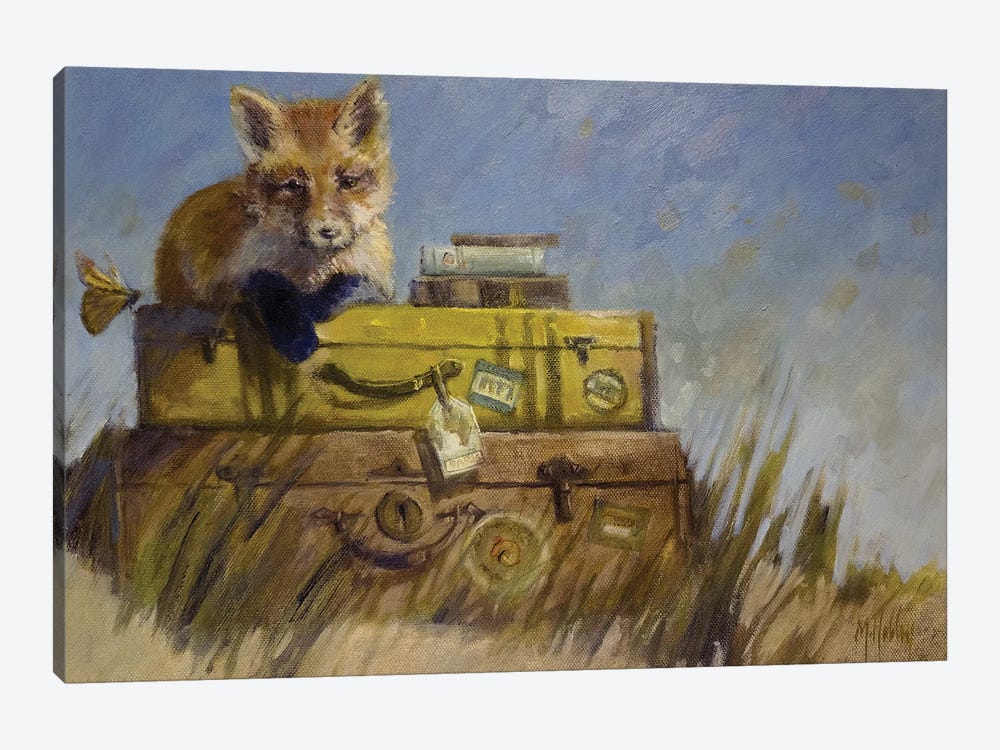 Fox And The Suitcases by Mary Hubley 1-piece Art Print
