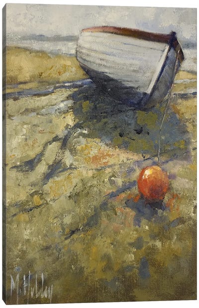 Low Tide Boat Canvas Art Print - Mary Hubley