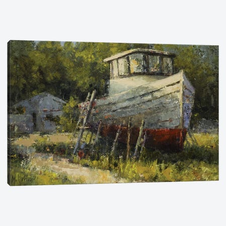 Boat Repair Canvas Print #MYY6} by Mary Hubley Canvas Art