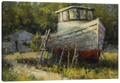 Boat Repair Canvas Art Print - Mary Hubley
