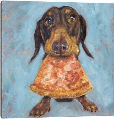 Pizza Delivery Canvas Art Print - Dachshund Art