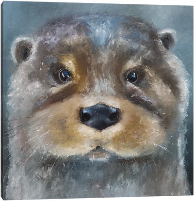 Water Otter Canvas Art Print - Otter Art