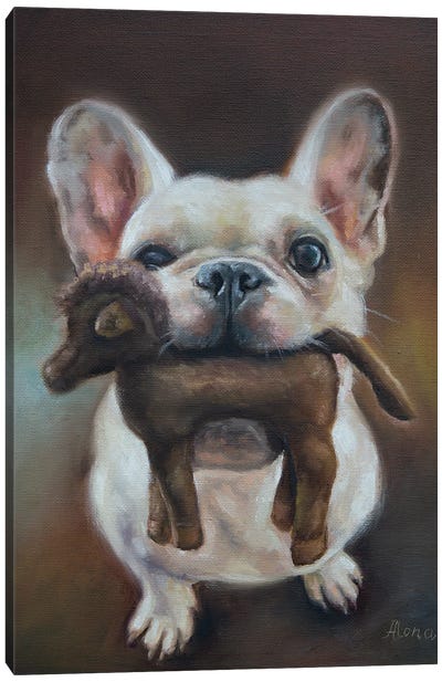 Every Cowboy Needs A Horse He Can Trust Canvas Art Print - French Bulldog Art