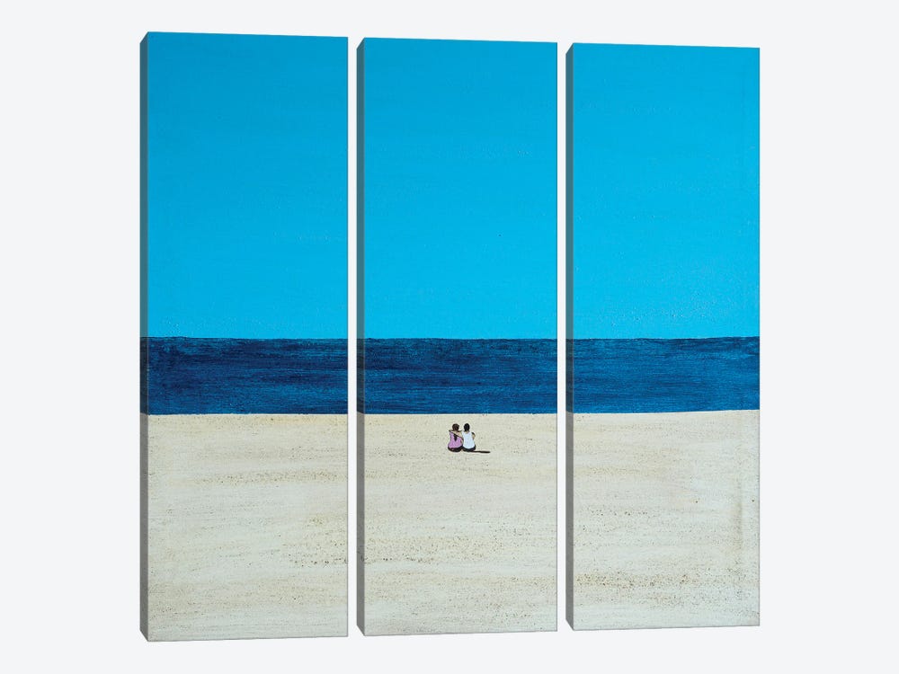 Together On The Beach by Marcos Zrihen 3-piece Canvas Wall Art