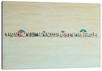 Some Boys And Girls In Line Canvas Art Print - Cream Art