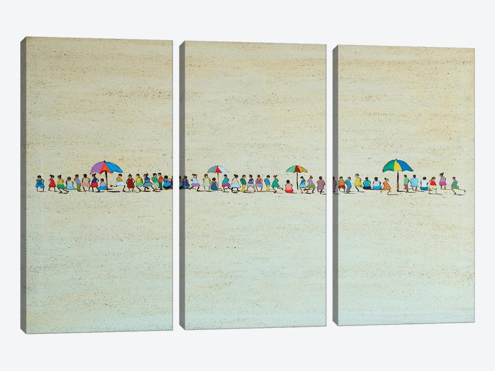 Some Boys And Girls In Line by Marcos Zrihen 3-piece Canvas Wall Art