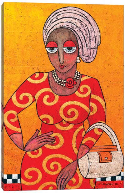 Lady In Red Canvas Art Print - Adubi Mydaz Makinde