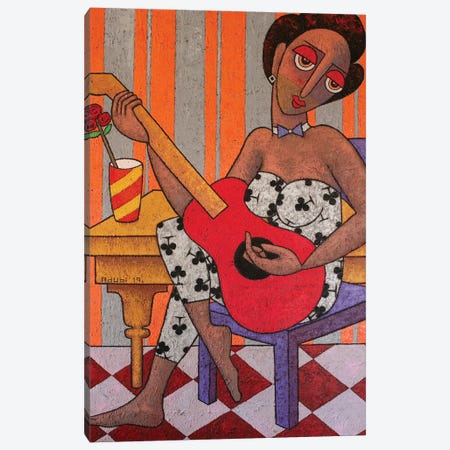 Adunni With The Red Guitar Canvas Print #MZM36} by Adubi Mydaz Makinde Canvas Artwork